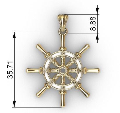 Ship Wheel Pendant necklace charm Bracelet Jewelry 3D print model_6