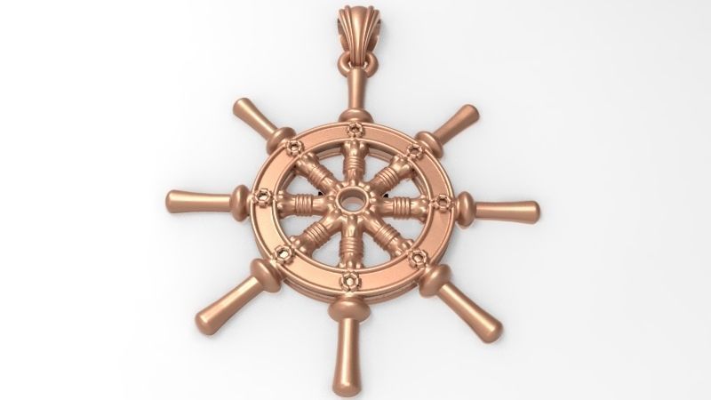 Ship Wheel Pendant necklace charm Bracelet Jewelry 3D print model_11