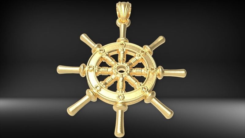 Ship Wheel Pendant necklace charm Bracelet Jewelry 3D print model_18