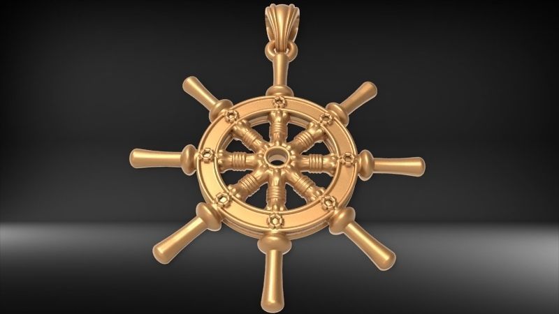 Ship Wheel Pendant necklace charm Bracelet Jewelry 3D print model_17