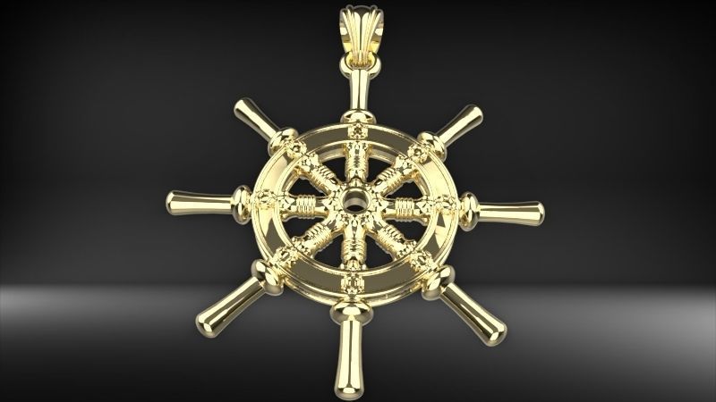 Ship Wheel Pendant necklace charm Bracelet Jewelry 3D print model_25