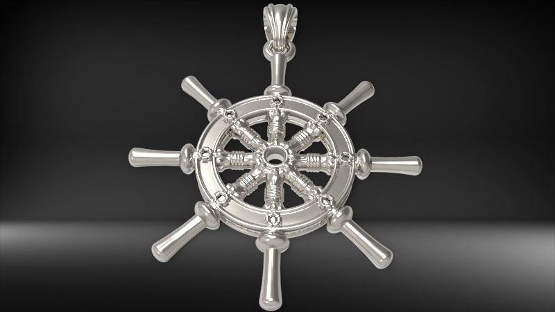 Ship Wheel Pendant necklace charm Bracelet Jewelry 3D print model_16