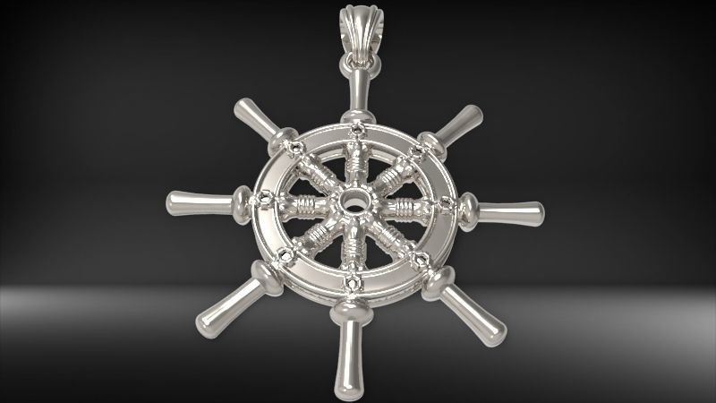Ship Wheel Pendant necklace charm Bracelet Jewelry 3D print model_12