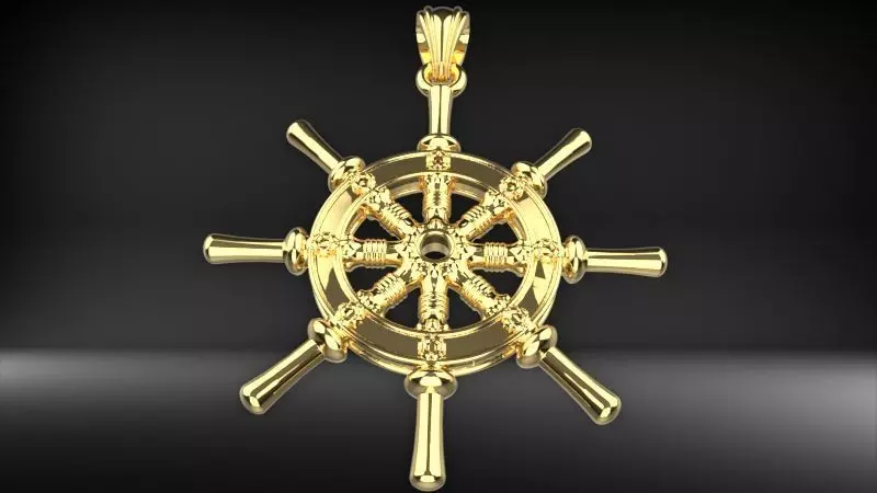 Ship Wheel Pendant necklace charm Bracelet Jewelry 3D print model_0