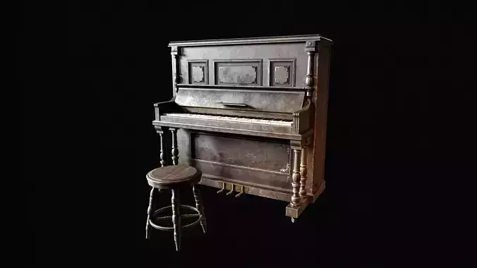 Vintage Western Piano Vol-01 Low-poly 3D model