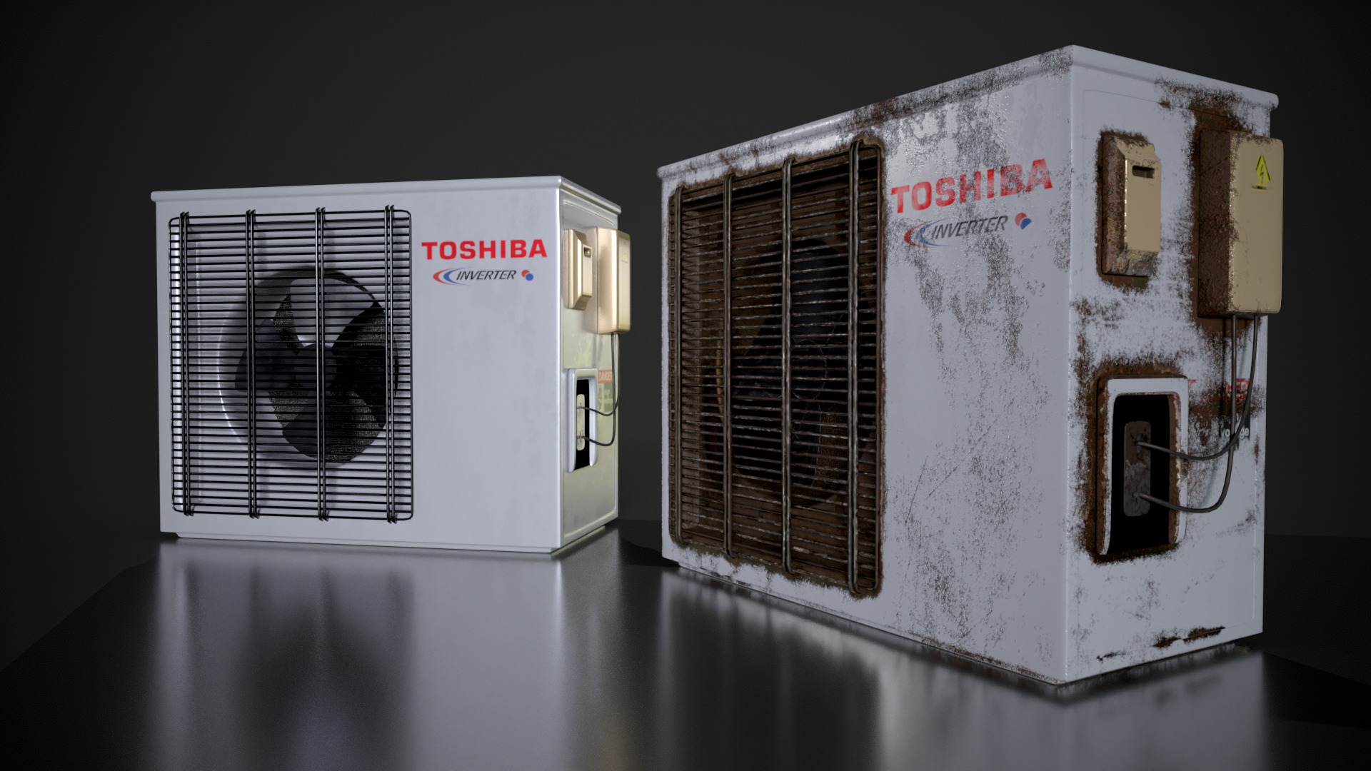 Air Conditioning Outdoor Unit Low-poly 3D model_8