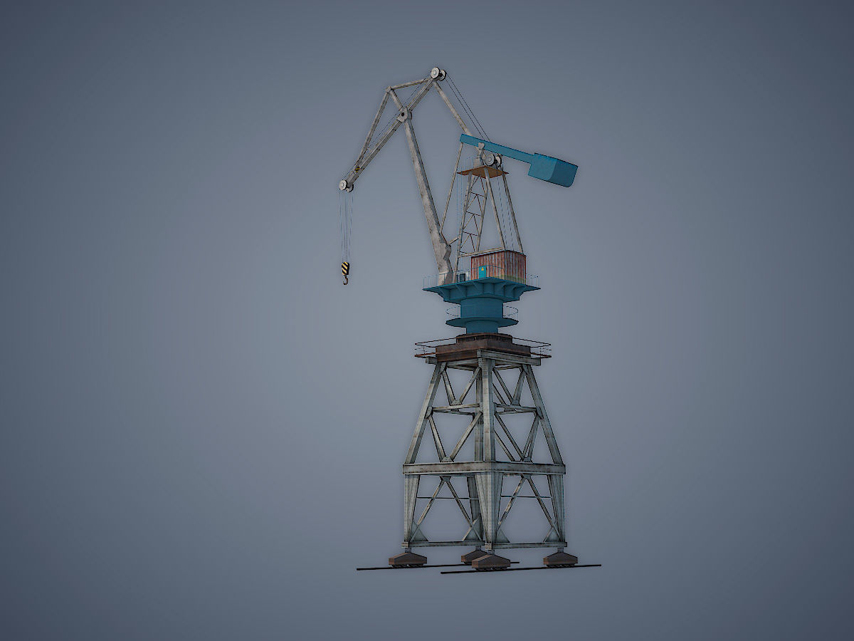 Dock crane Low-poly 3D model_7