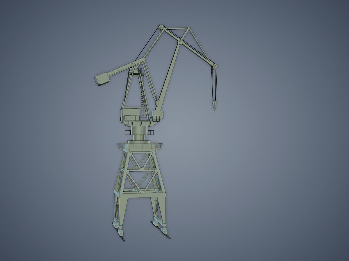 Dock crane Low-poly 3D model_11
