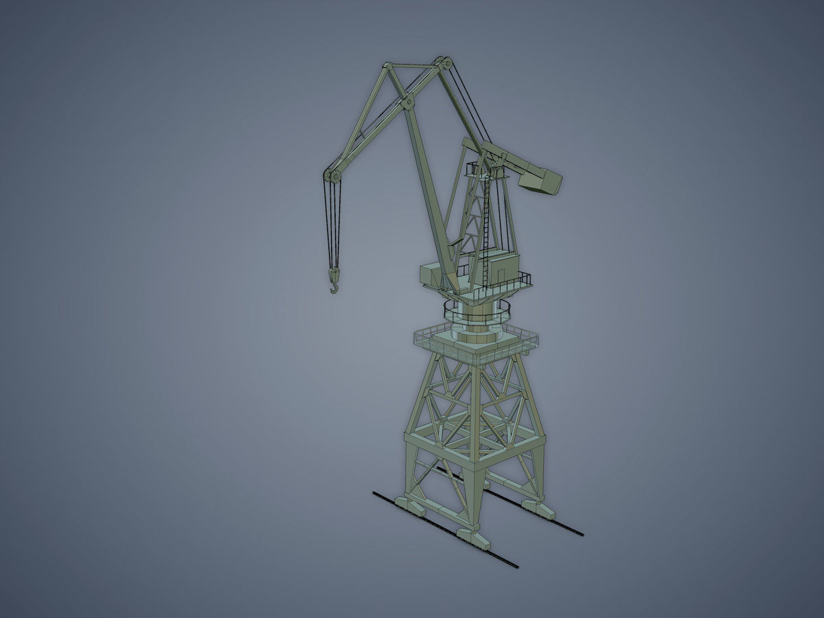 Dock crane Low-poly 3D model_8