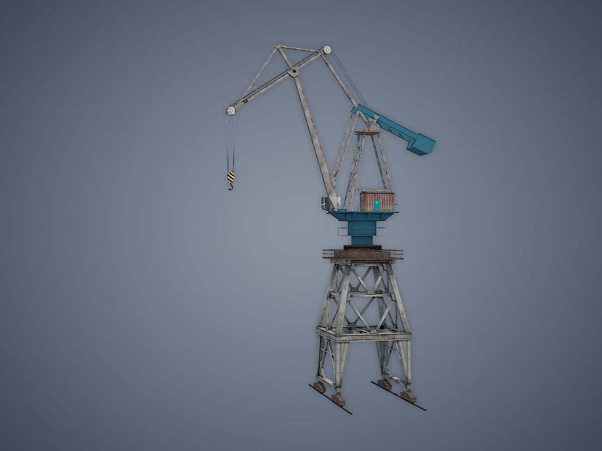Dock crane Low-poly 3D model_2