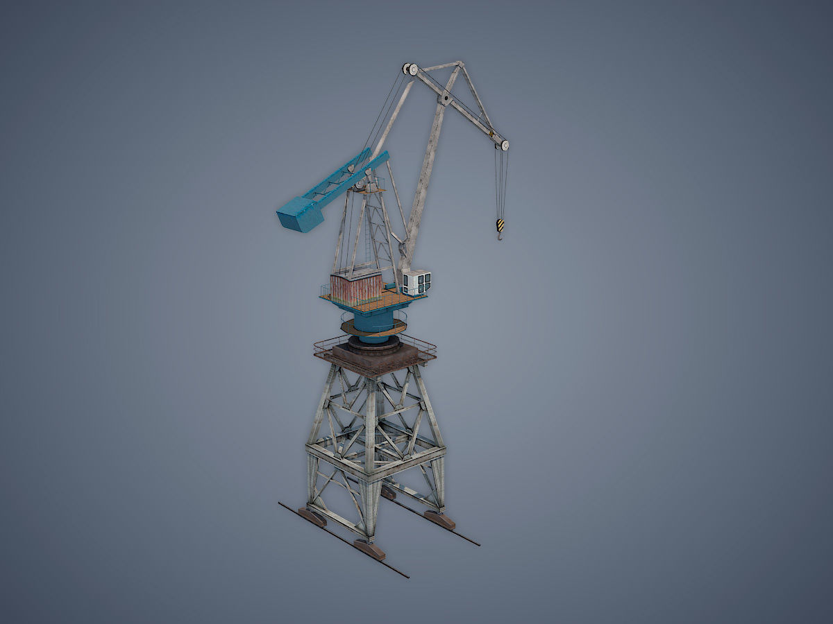 Dock crane Low-poly 3D model_1