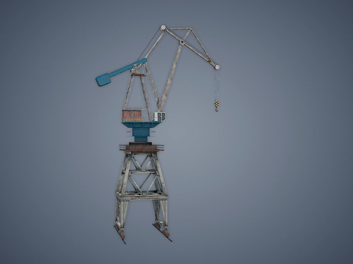 Dock crane Low-poly 3D model_3