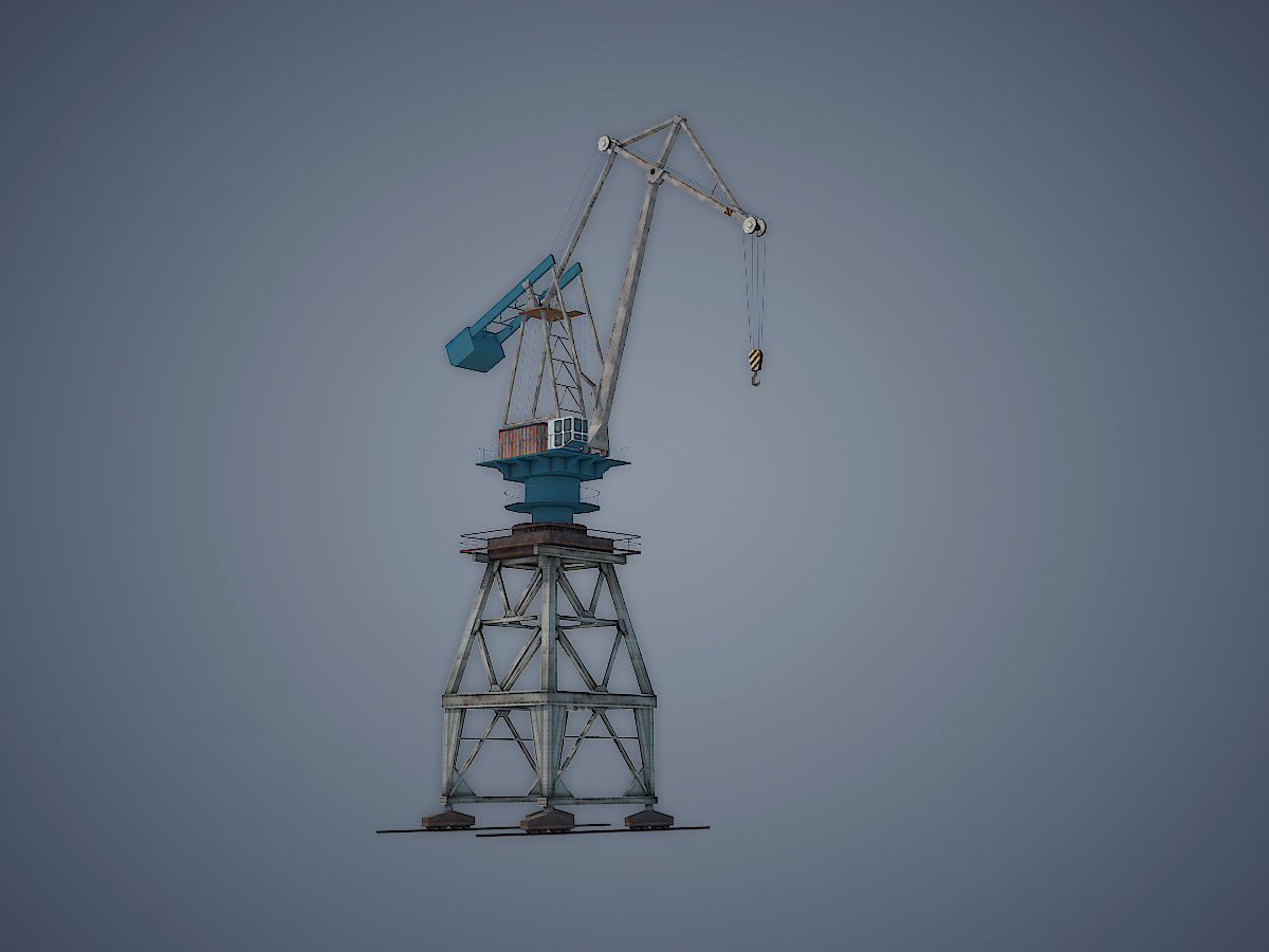 Dock crane Low-poly 3D model_6