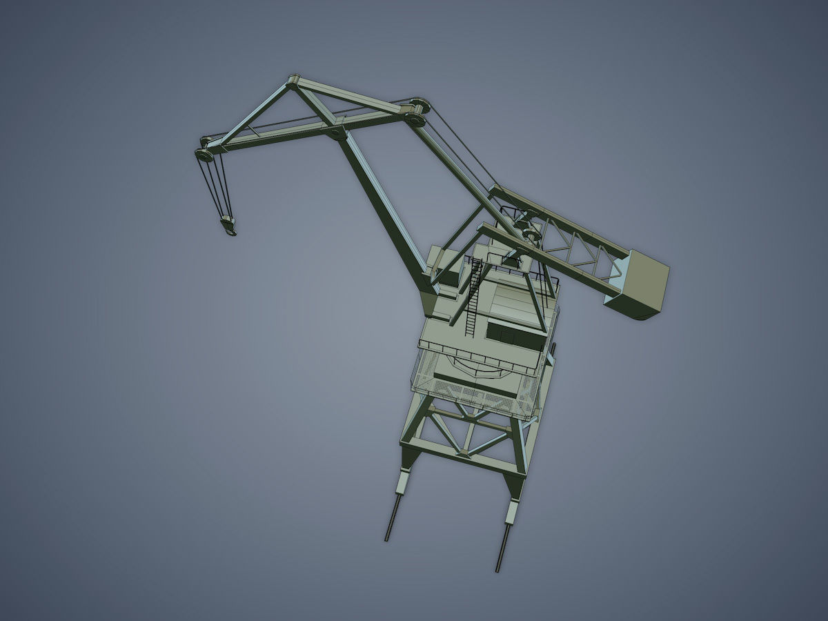 Dock crane Low-poly 3D model_12