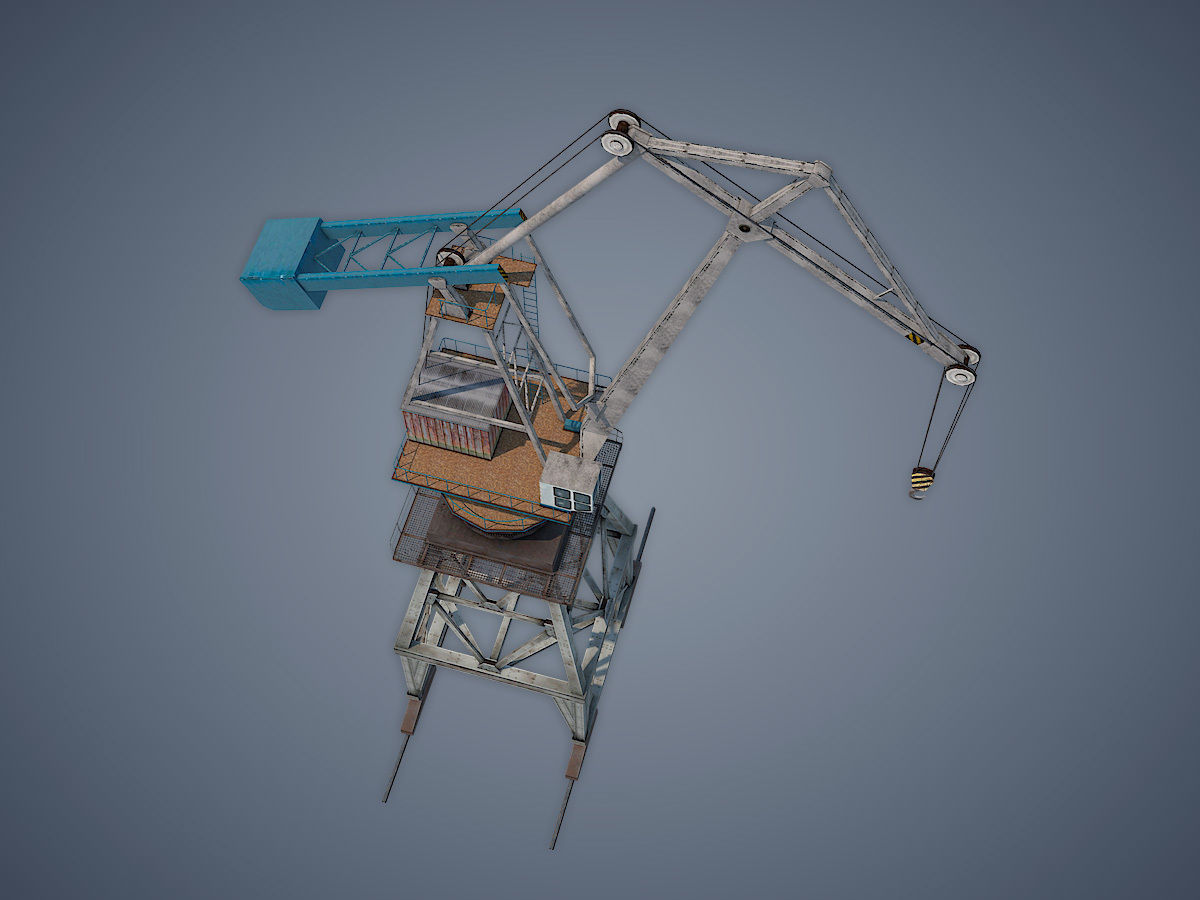 Dock crane Low-poly 3D model_5