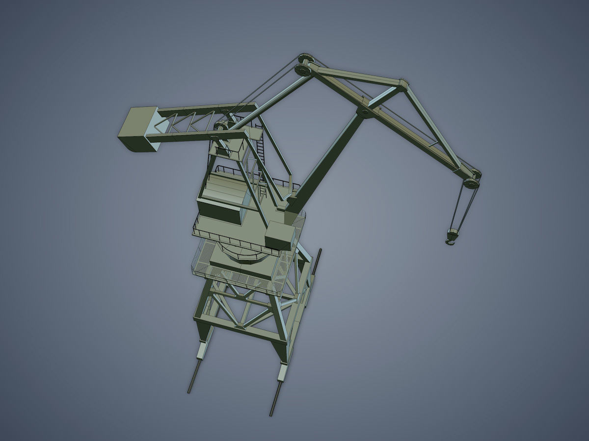 Dock crane Low-poly 3D model_13