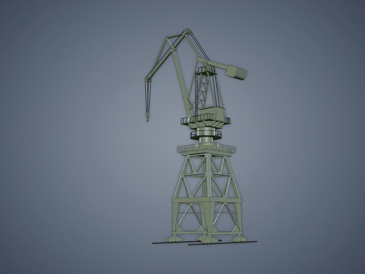 Dock crane Low-poly 3D model_15