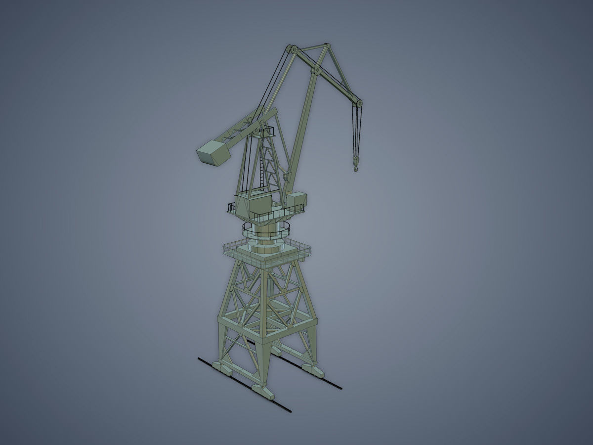 Dock crane Low-poly 3D model_9