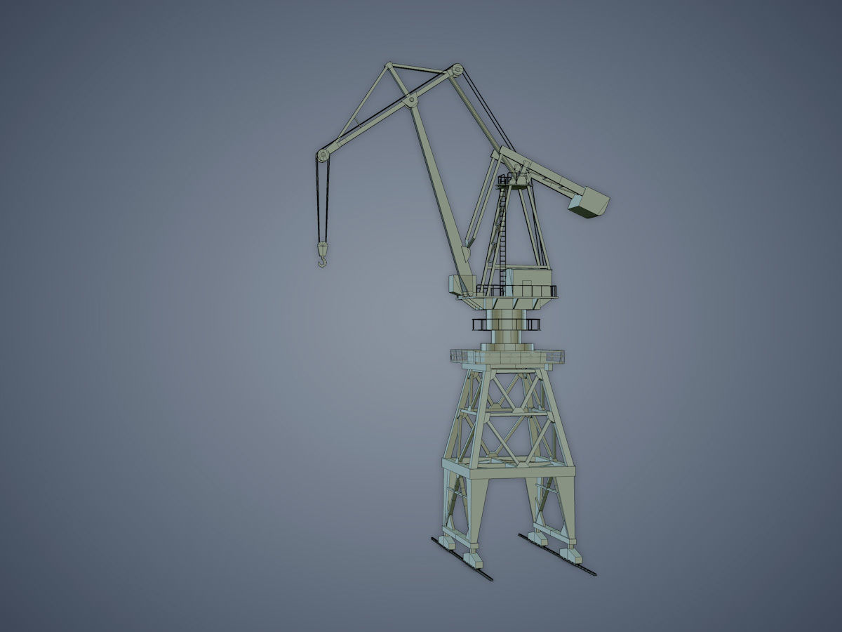Dock crane Low-poly 3D model_10