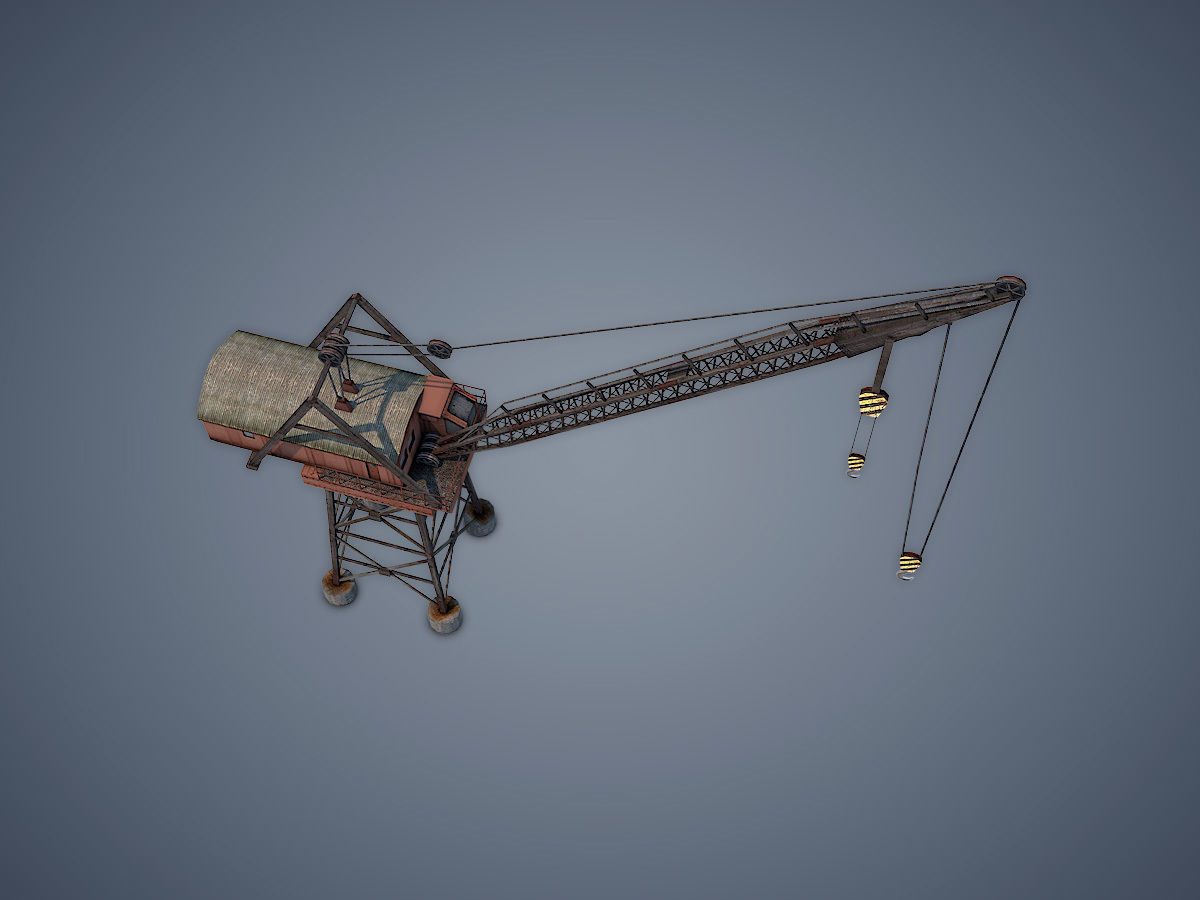 Dock crane Low-poly 3D model_5