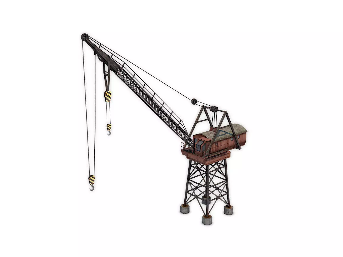Dock crane Low-poly 3D model_0