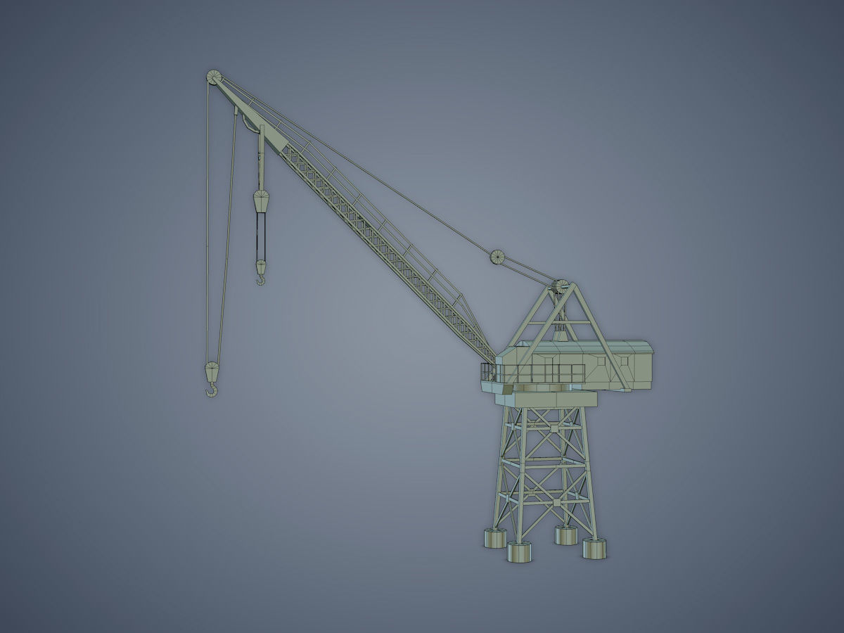 Dock crane Low-poly 3D model_10