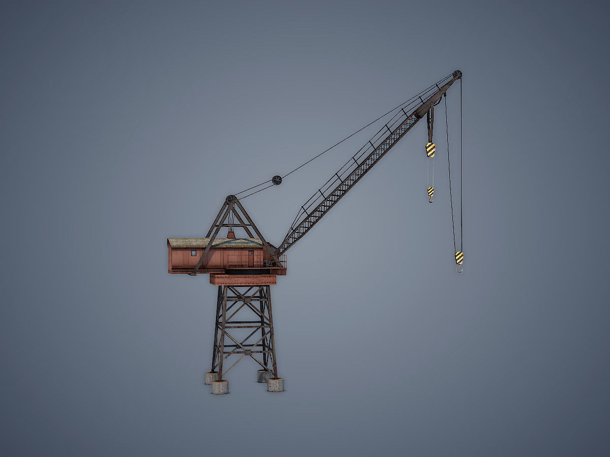 Dock crane Low-poly 3D model_3