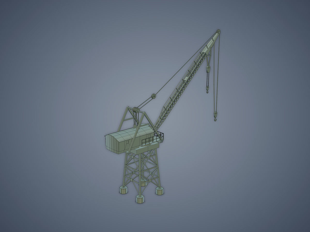Dock crane Low-poly 3D model_9