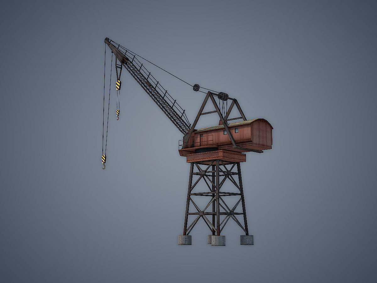 Dock crane Low-poly 3D model_7