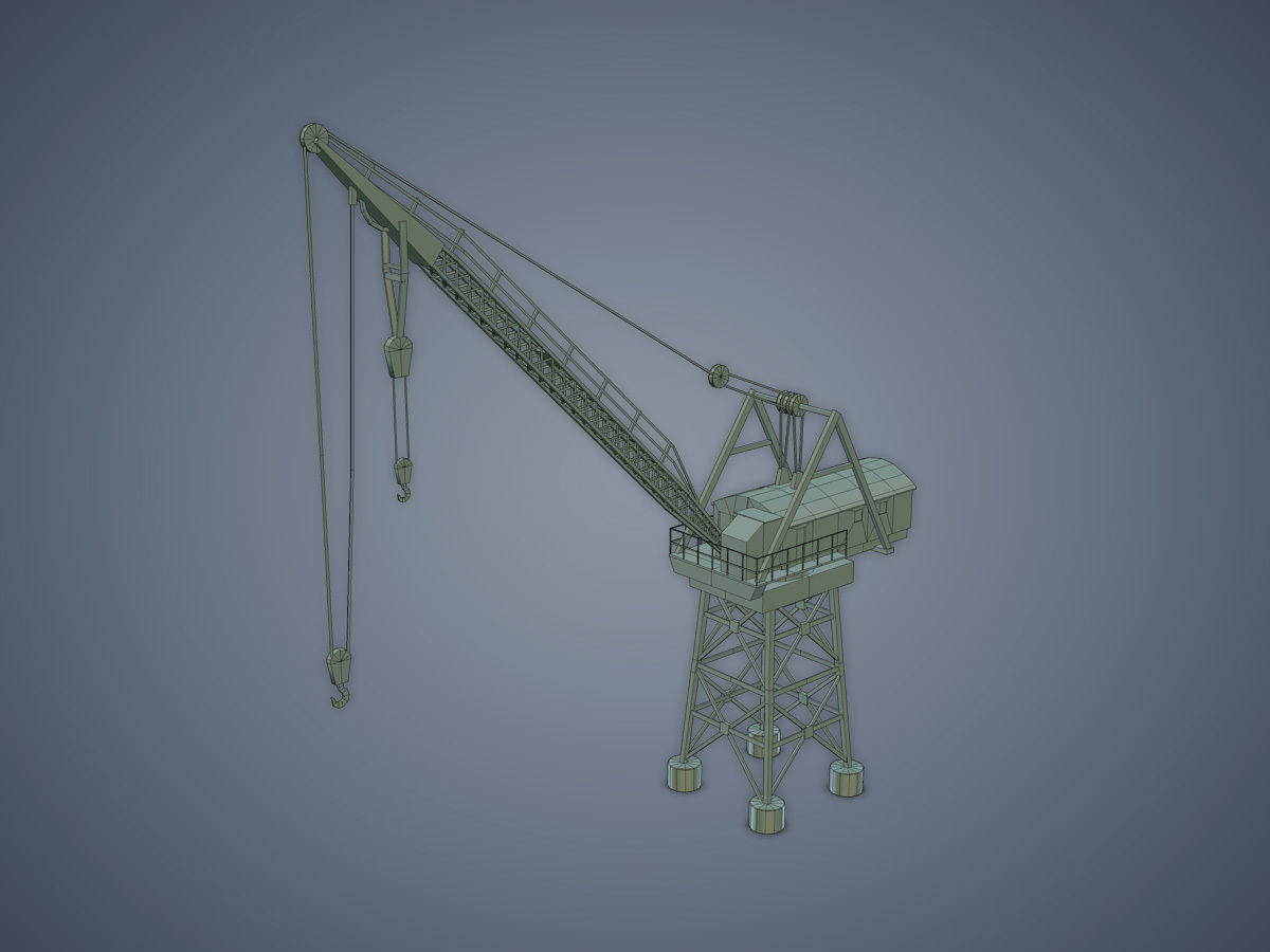 Dock crane Low-poly 3D model_8