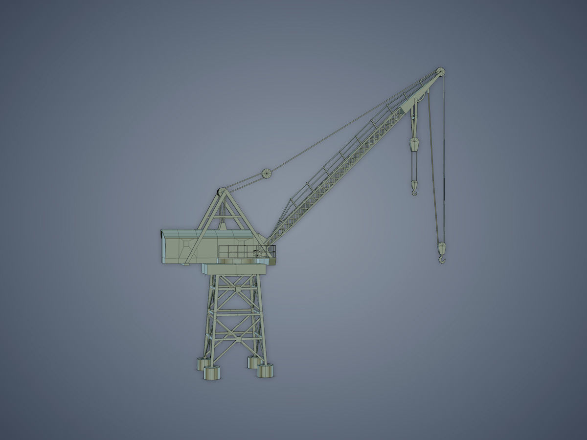 Dock crane Low-poly 3D model_11