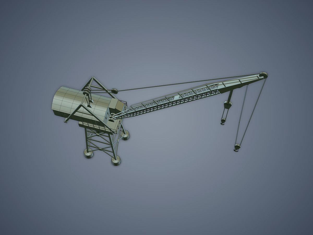 Dock crane Low-poly 3D model_13