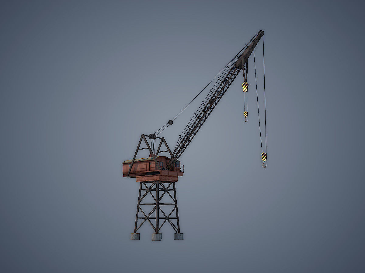 Dock crane Low-poly 3D model_6