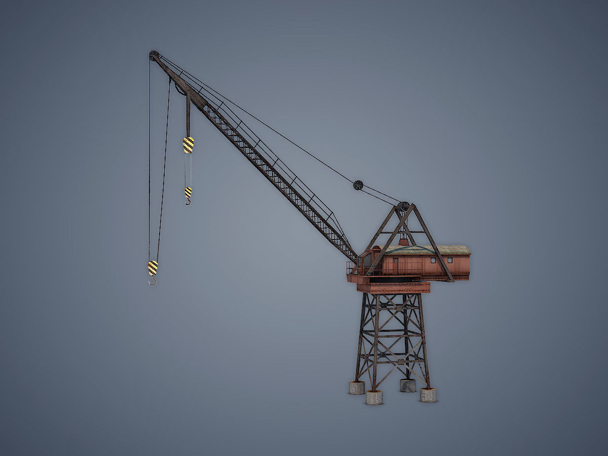 Dock crane Low-poly 3D model_2