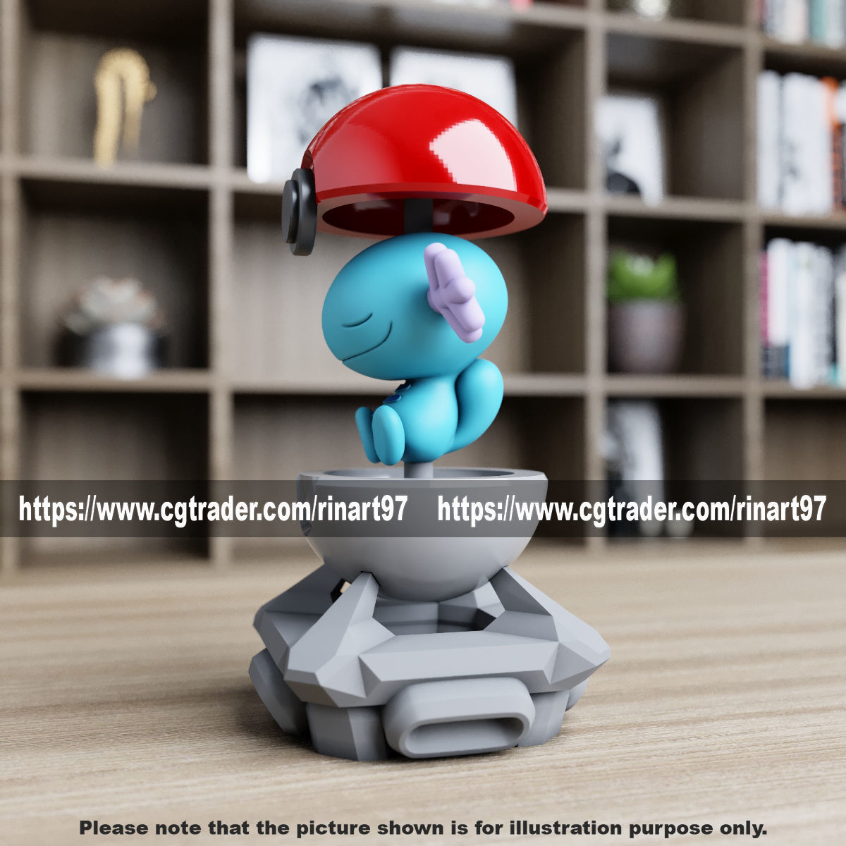 Wooper in the pokeball from Pokemon 3D print model_8