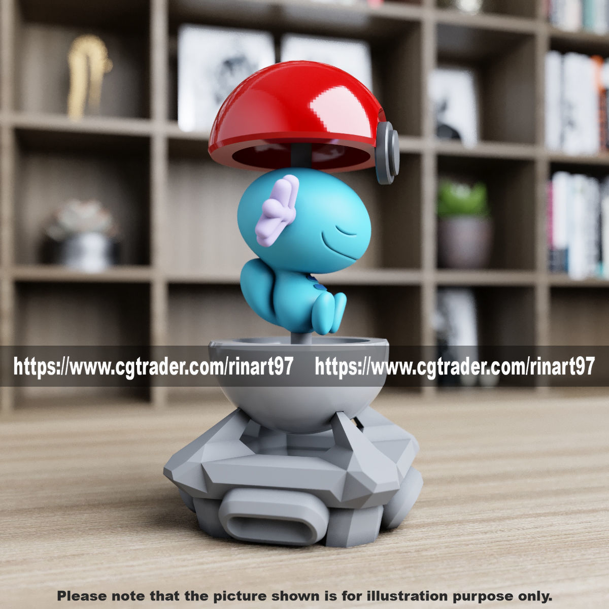 Wooper in the pokeball from Pokemon 3D print model_3