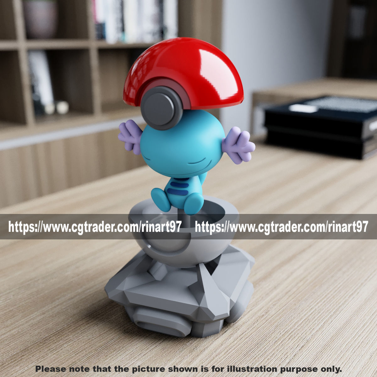 Wooper in the pokeball from Pokemon 3D print model_12