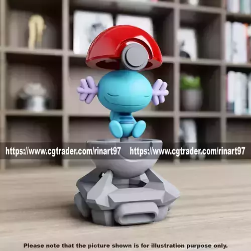 Wooper in the pokeball from Pokemon 3D print model
