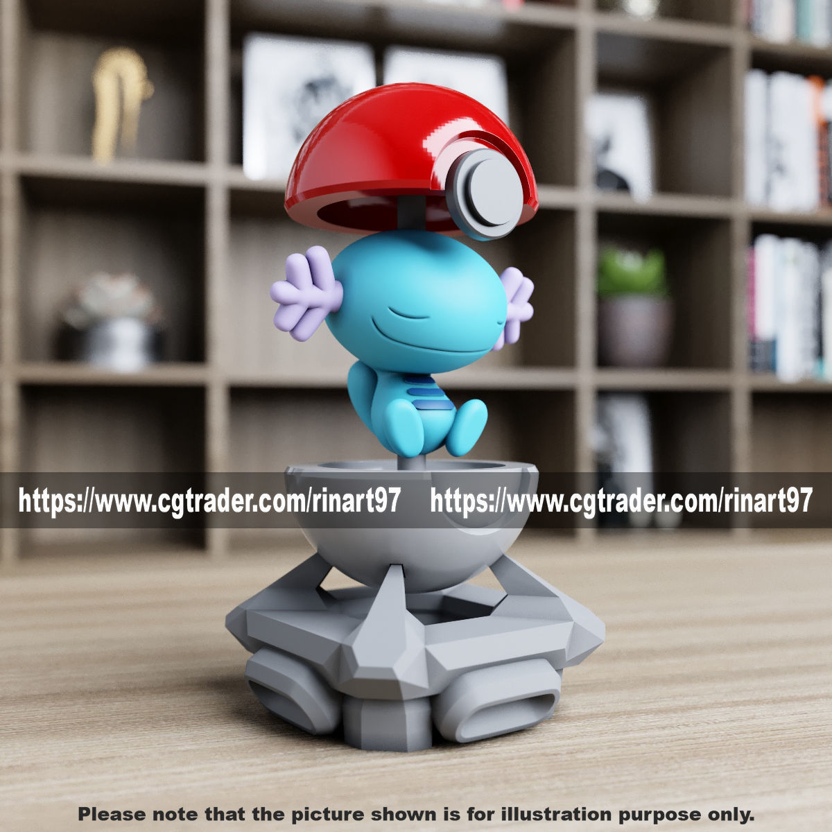 Wooper in the pokeball from Pokemon 3D print model_1