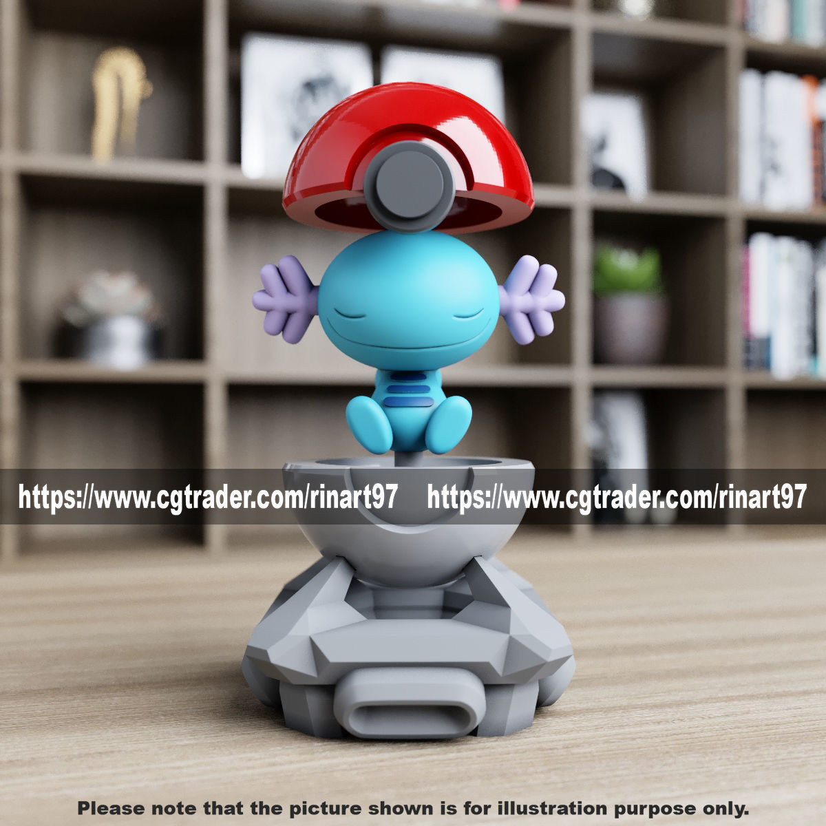 Wooper in the pokeball from Pokemon 3D print model_4
