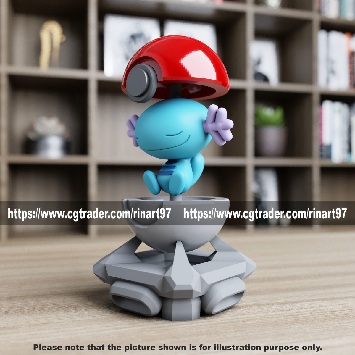 Wooper in the pokeball from Pokemon 3D print model_6