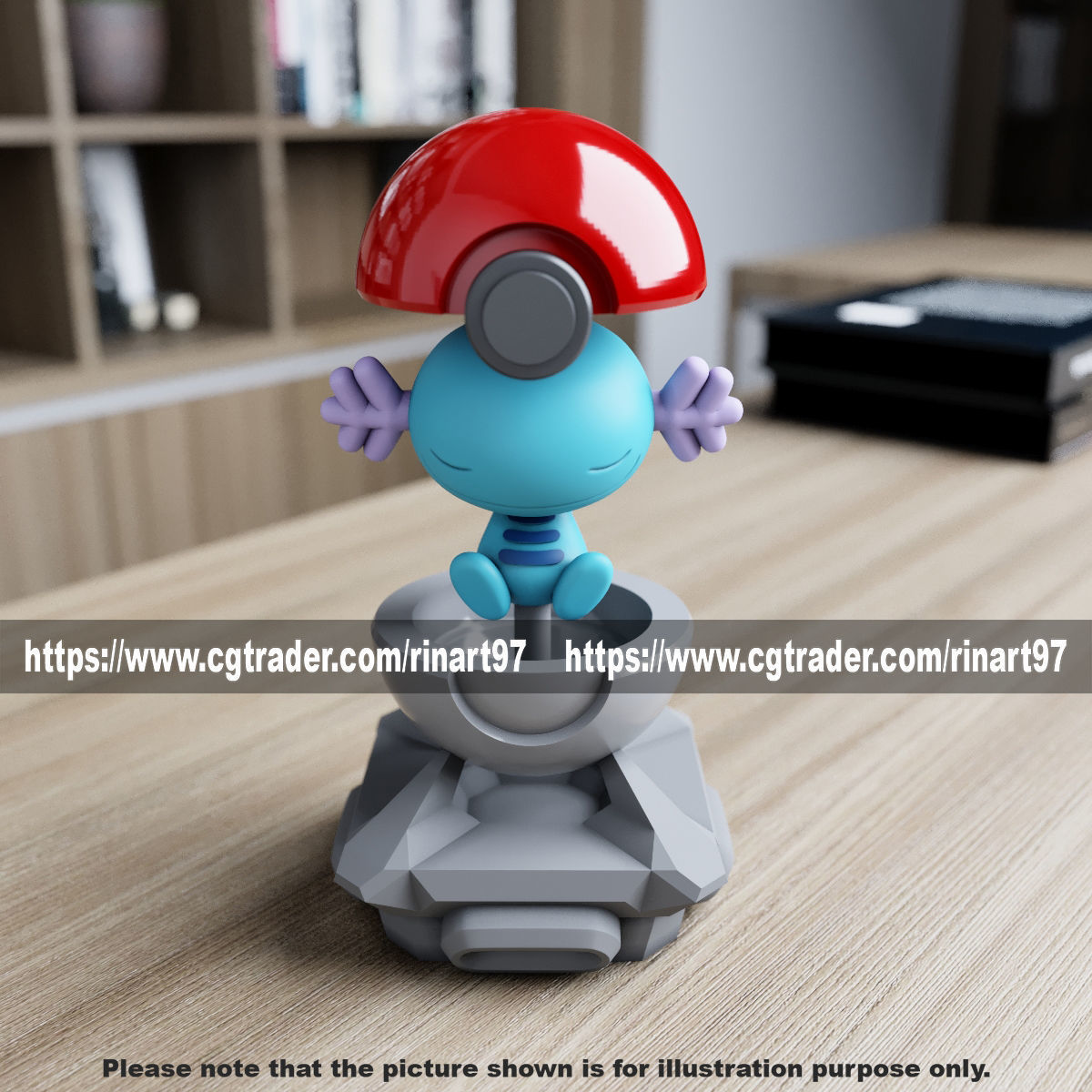 Wooper in the pokeball from Pokemon 3D print model_9