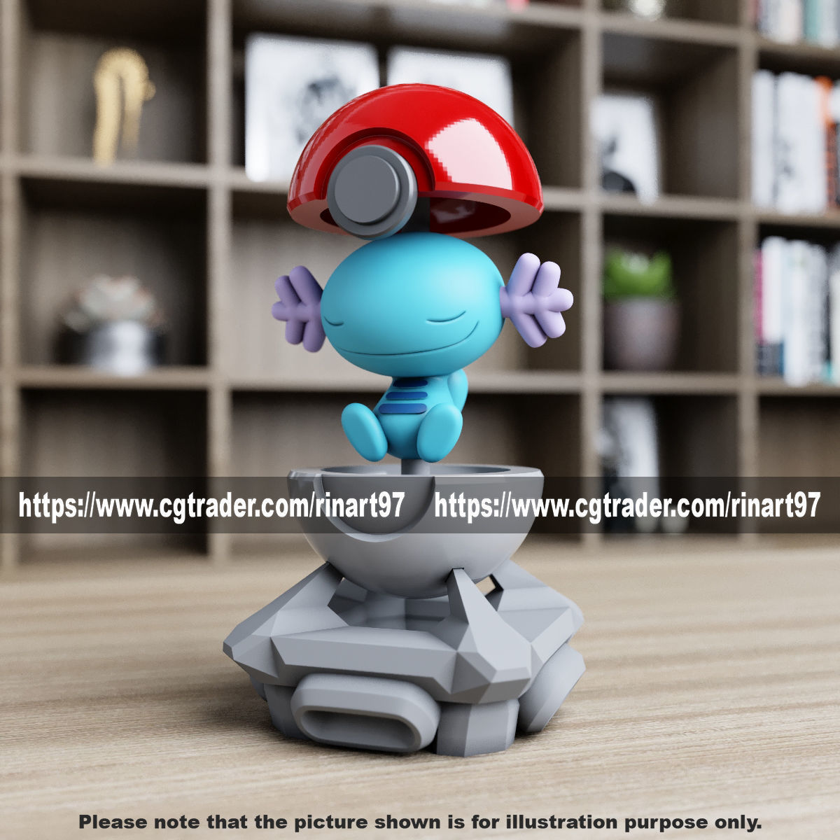 Wooper in the pokeball from Pokemon 3D print model_5