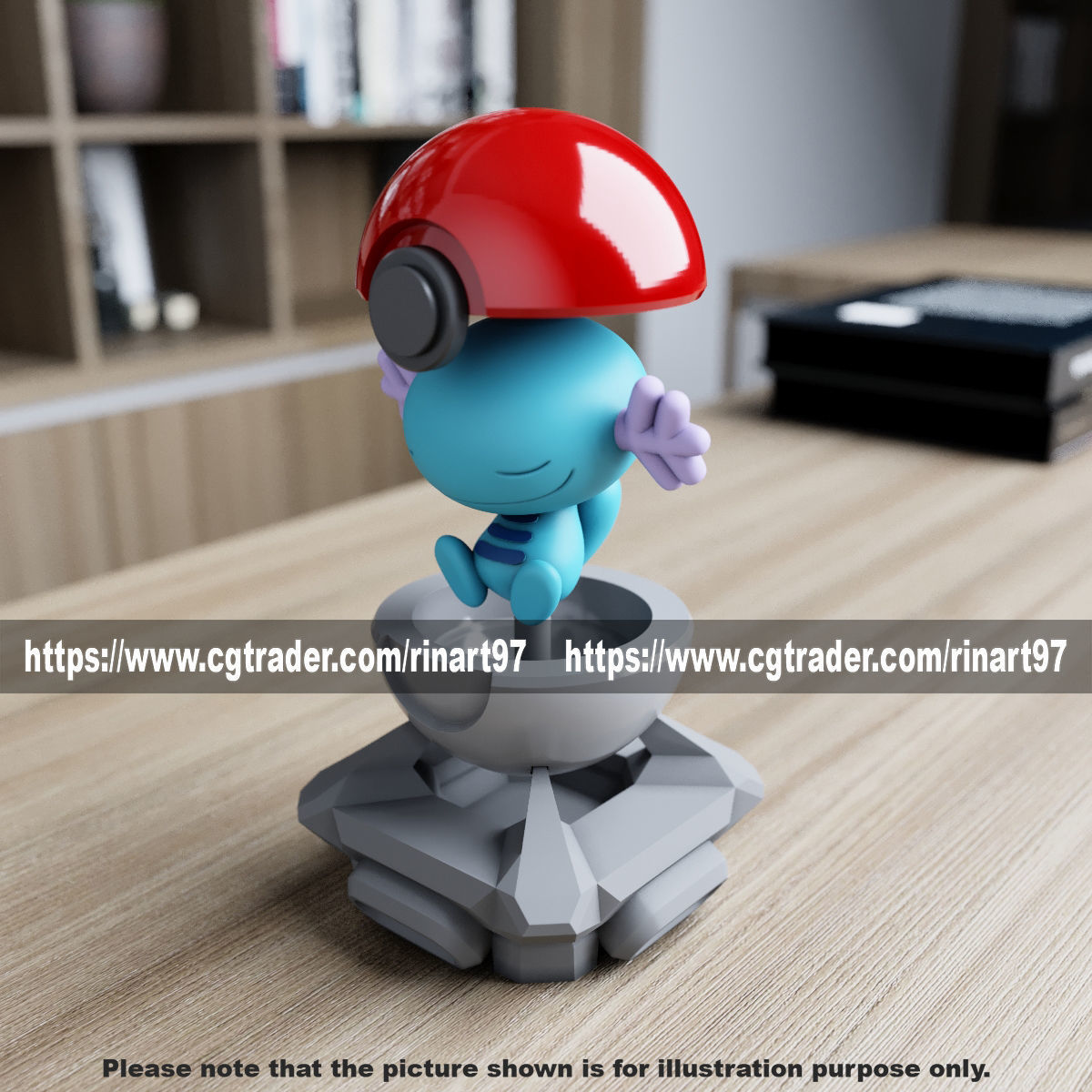 Wooper in the pokeball from Pokemon 3D print model_13