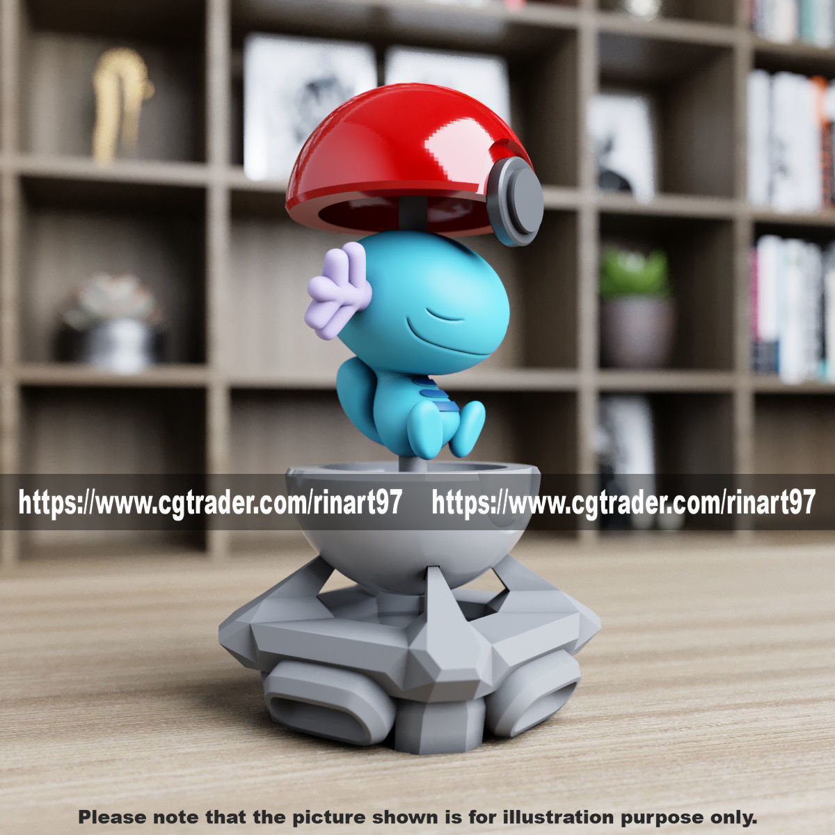 Wooper in the pokeball from Pokemon 3D print model_2