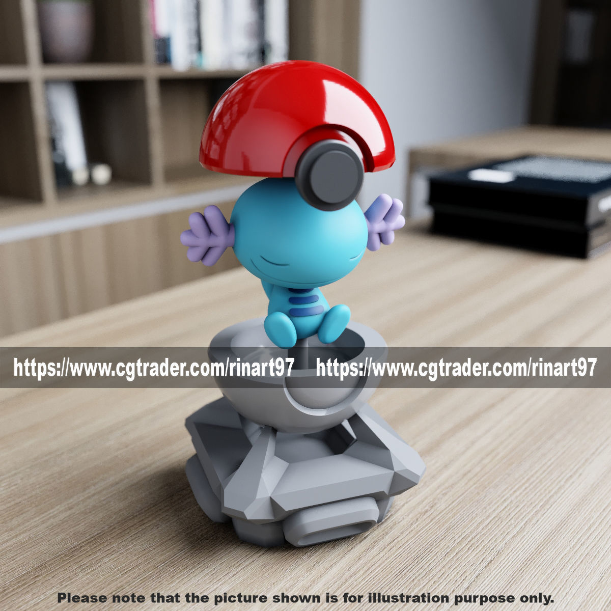 Wooper in the pokeball from Pokemon 3D print model_10