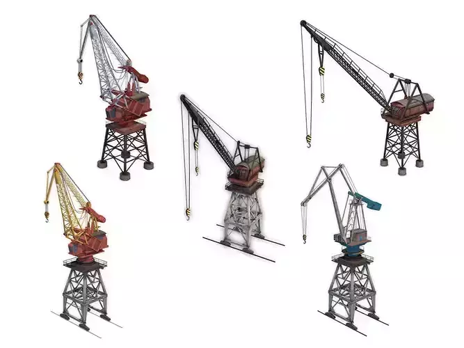 Dock crane pack 3D Model Collection