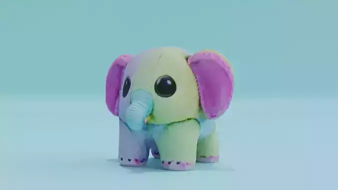 Fluffy Elephant Plush Toy Rainbow