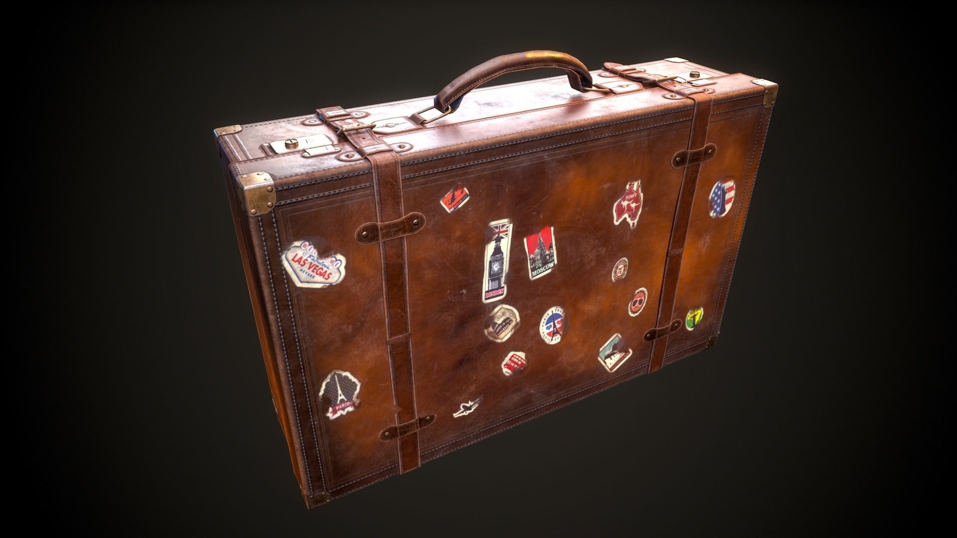 Leather Suit Case Low-poly 3D model_11