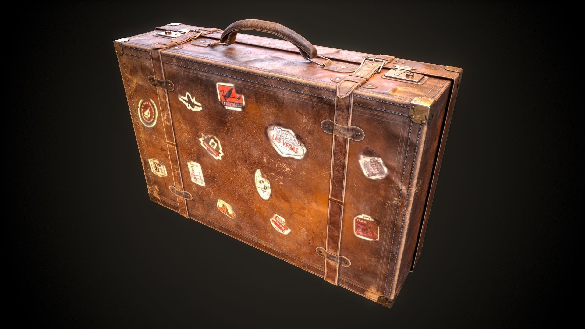 Leather Suit Case Low-poly 3D model_13